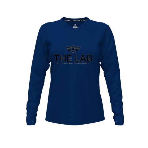[FTLVCFNV-FYXS-LOGO2] Comfort T-Shirt (Female Youth XS, Navy, V Neck, Logo 2, Long Sleeve)