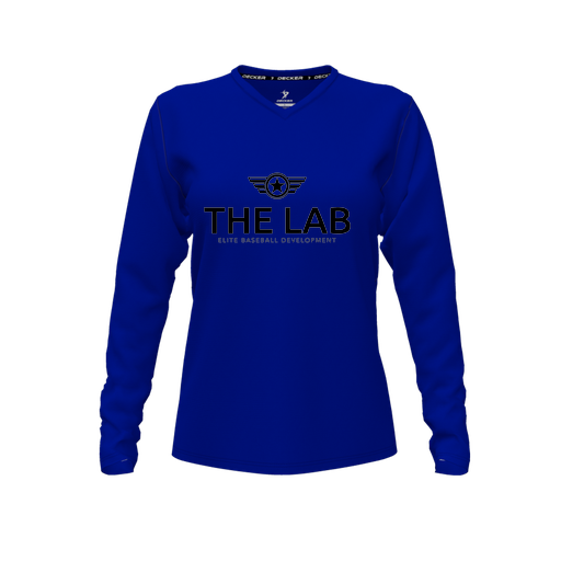 [CUS-DFW-TEES-CMF-VNK-LSL-RYL-FYXS-LOGO2] Comfort T-Shirt (Female Youth XS, Royal, V Neck, Logo 2, Long Sleeve)