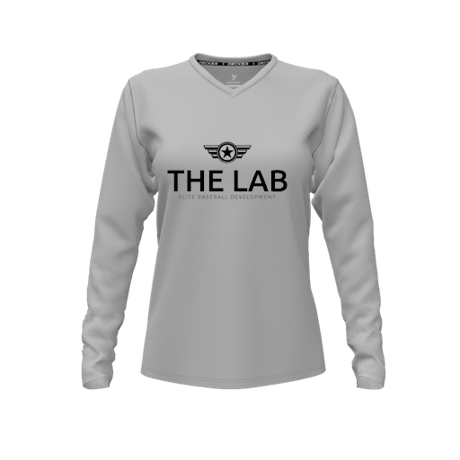 [CUS-DFW-TEES-CMF-VNK-LSL-GRY-FYXS-LOGO2] Comfort T-Shirt (Female Youth XS, Gray, V Neck, Logo 2, Long Sleeve)