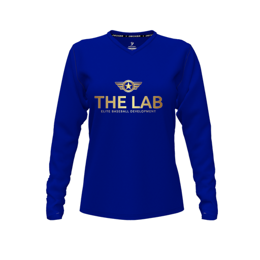 [FTLVPTRY-FYXS-LOGO1] Decker Performance T-Shirt (Female Youth XS, Royal, V Neck, Logo 1, Long Sleeve)