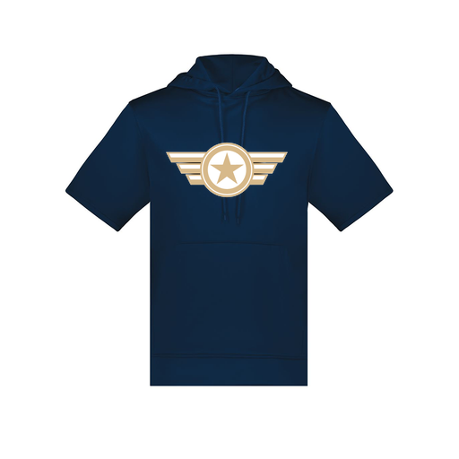 [6871.065.S-LOGO3] Men's Dri Fit Short Sleeve Hoodie (Adult S, Navy, Logo 3)
