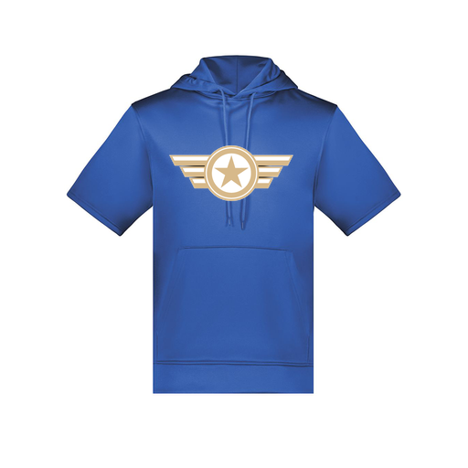 [6871.060.S-LOGO3] Men's Dri Fit Short Sleeve Hoodie (Adult S, Royal, Logo 3)