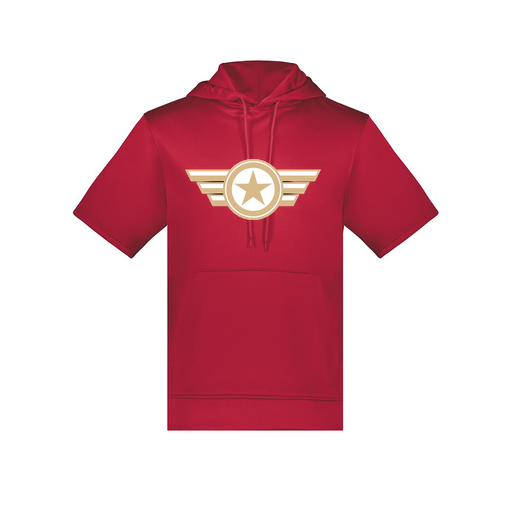[6871.083.S-LOGO3] Men's Dri Fit Short Sleeve Hoodie (Adult S, Red, Logo 3)