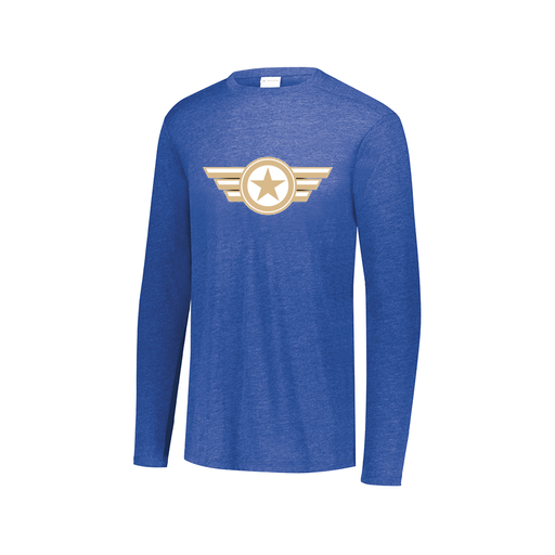 [FTLCUBRY-AXS-LOGO3] Decker Men's Tri-Blend T-Shirt - Long Sleeve (Adult XS, Royal, Logo 3)