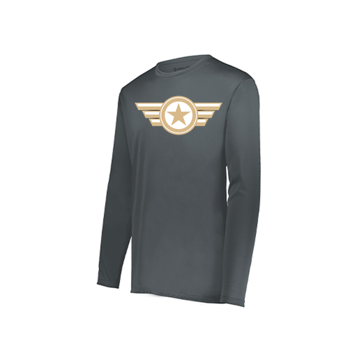 [222823.059.S-LOGO3] Youth LS Smooth Sport Shirt (Youth S, Gray, Logo 3)