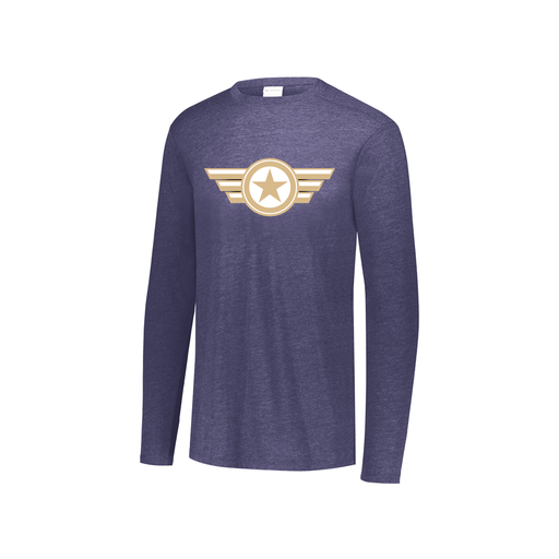 [FTLCUBNV-YS-LOGO3] Decker Youth Tri-Blend T-Shirt - Long Sleeve (Youth S, Navy, Logo 3)