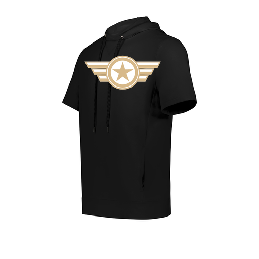 [222605.080.S-LOGO3] YOUTH VENTURA SOFT KNIT SHORT SLEEVE HOODIE (Youth S, Black, Logo 3)