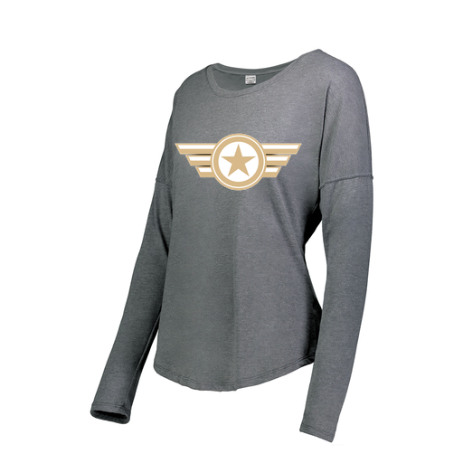 [FTLCUBGY-FAS-LOGO3] Decker Women's Tri-Blend T-Shirt - Long Sleeve (Female Adult S, Gray, Logo 3)
