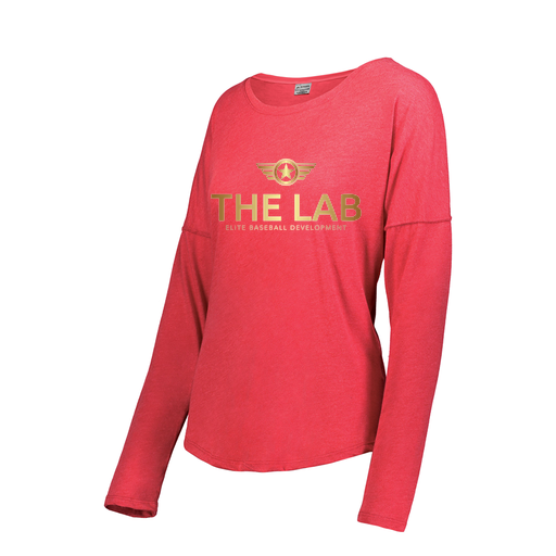 [FTLCUBRD-FAS-LOGO1] Ladies LS Ultra-blend T-Shirt (Female Adult S, Red, Logo 1)