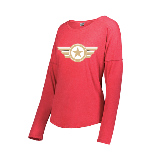 [FTLCUBRD-FAS-LOGO3] Decker Women's Tri-Blend T-Shirt - Long Sleeve (Female Adult S, Red, Logo 3)