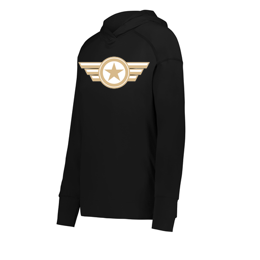 [222798.080.XS-LOGO3] Ladies Ventura Thin Knit Hoodie (Female Adult XS, Black, Logo 3)